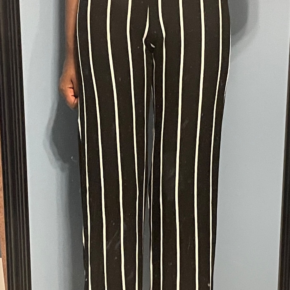 black and white striped flow pants